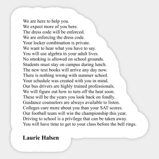 Laurie Halsen - Highschool Lies Sticker